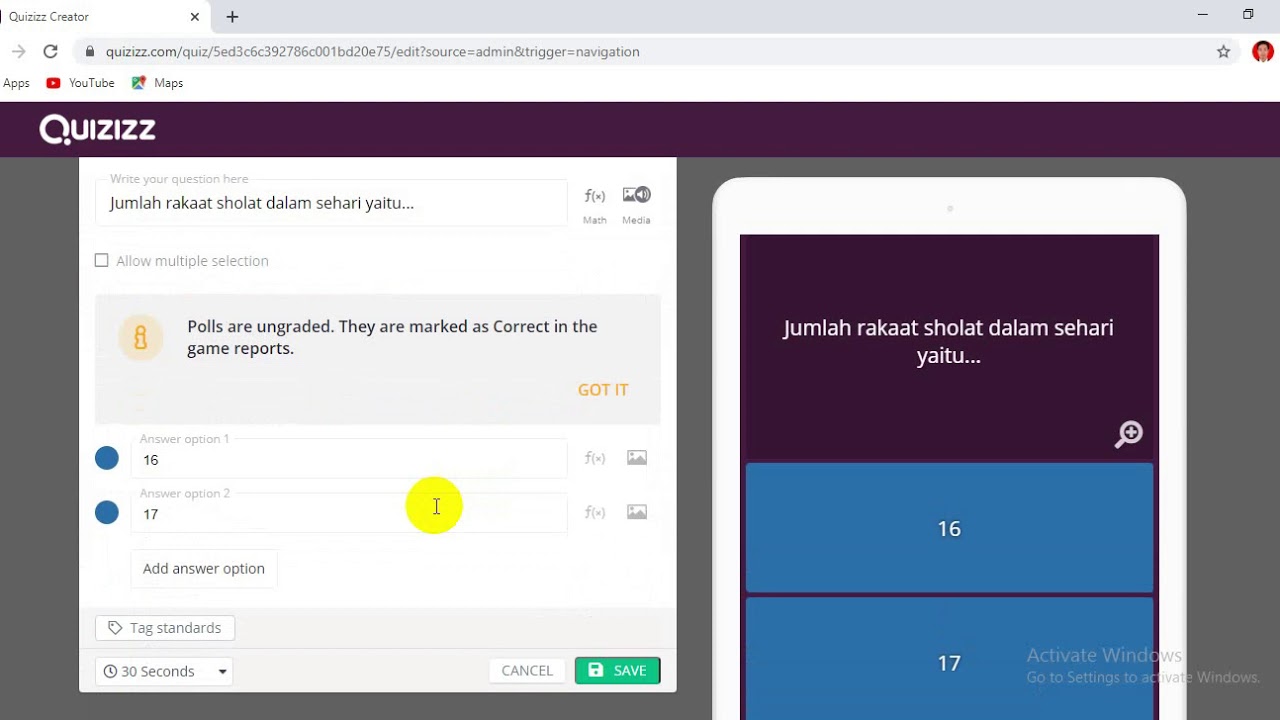 Cara membuat Soal atau Quis dengan menggunakan aplikasi