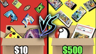 $10 Pokemon Mystery Box VS $500 Pokemon Mystery Box!!