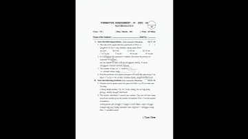 FA-4 Maths 6th class Question Paper 2023-24💯👆