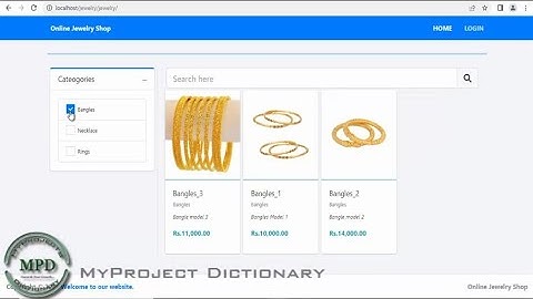 Online Jewellery Shopping Cart Using PhP - MySql | MyProject Dictionary