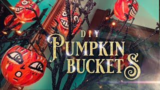 Halloween (Paper Mache Looking) Faux Pumpkin Bucket Ornaments  DIY Halloween Tree Decorations