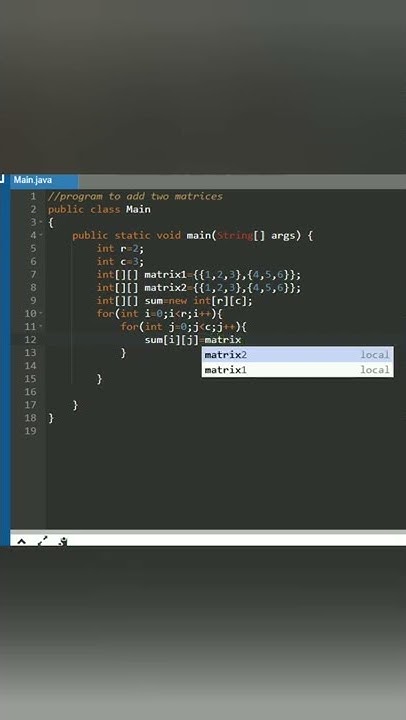 Program to add two matrices#java #coding #programming #matrix - YouTube