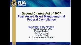Second Chance Act Grantee Orientation and Grant Management