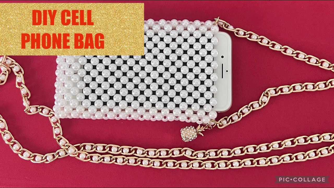 COMO HACER BOLSO PARA EL TELEFONO CELULAR FACIL Y ELEGANTE DIY CELL PHONE BAG  /BOLSO EN PERLAS