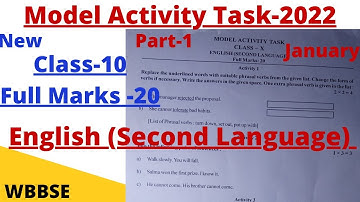Class-10 || English || Model Activity Task- 2022|| Part-1|| January ||  WBBSE