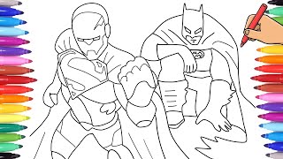 #SUPERMAN vs BATMAN COLORING PAGES | SUPERHEROES COLORING PAGES (2022) screenshot 1