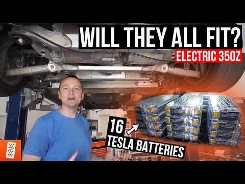 Stuffing an Entire Tesla Model S P85 Power Plant into a Nissan 350Z -- Mounting the Batteries! Ep 10