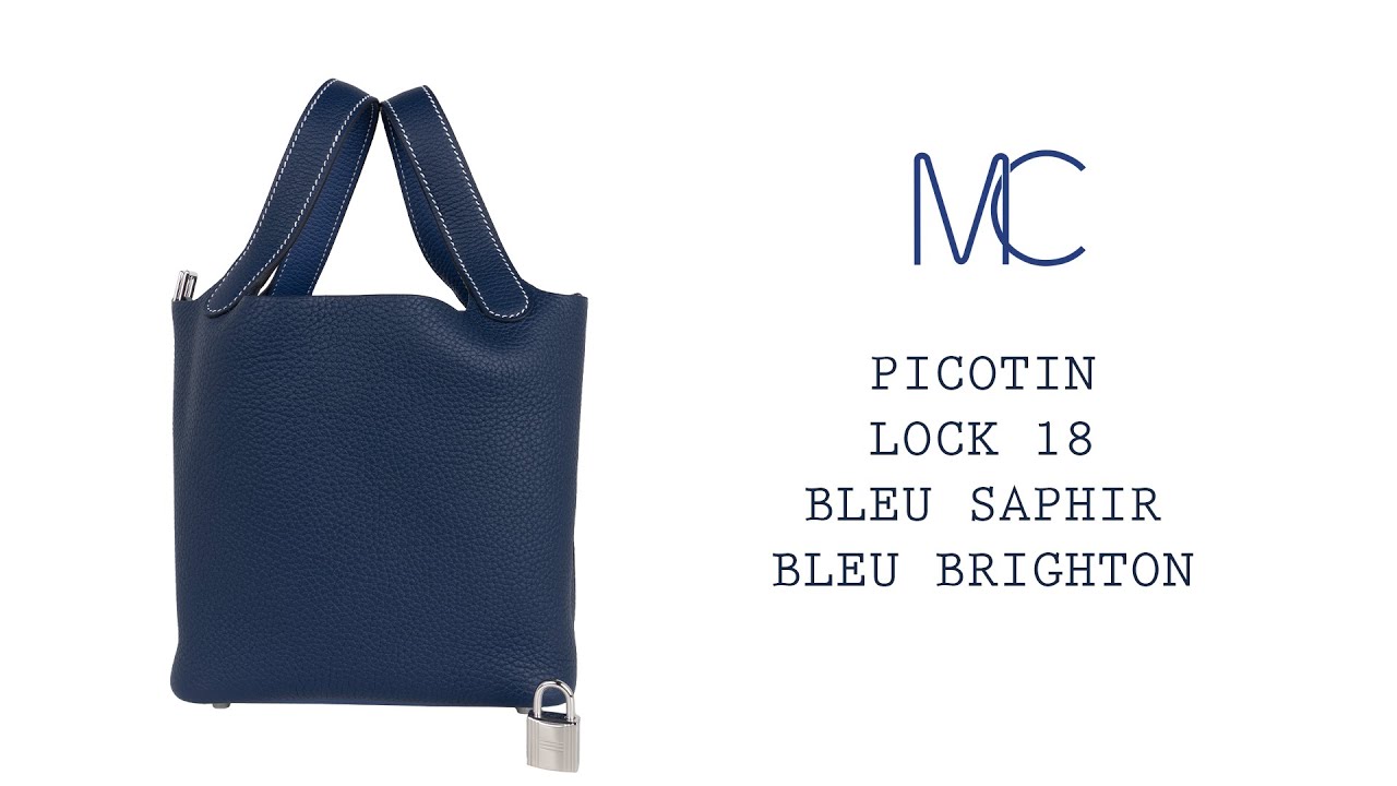 Hermes Picotin Eclat Lock 18 Bag Bleu Saphir / Bleu Brighton Palladium Tote