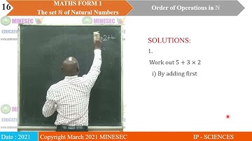 IP-SC MATHEMATICS FORM 1LESSON  9 Whole Number Powers Operations in the set N