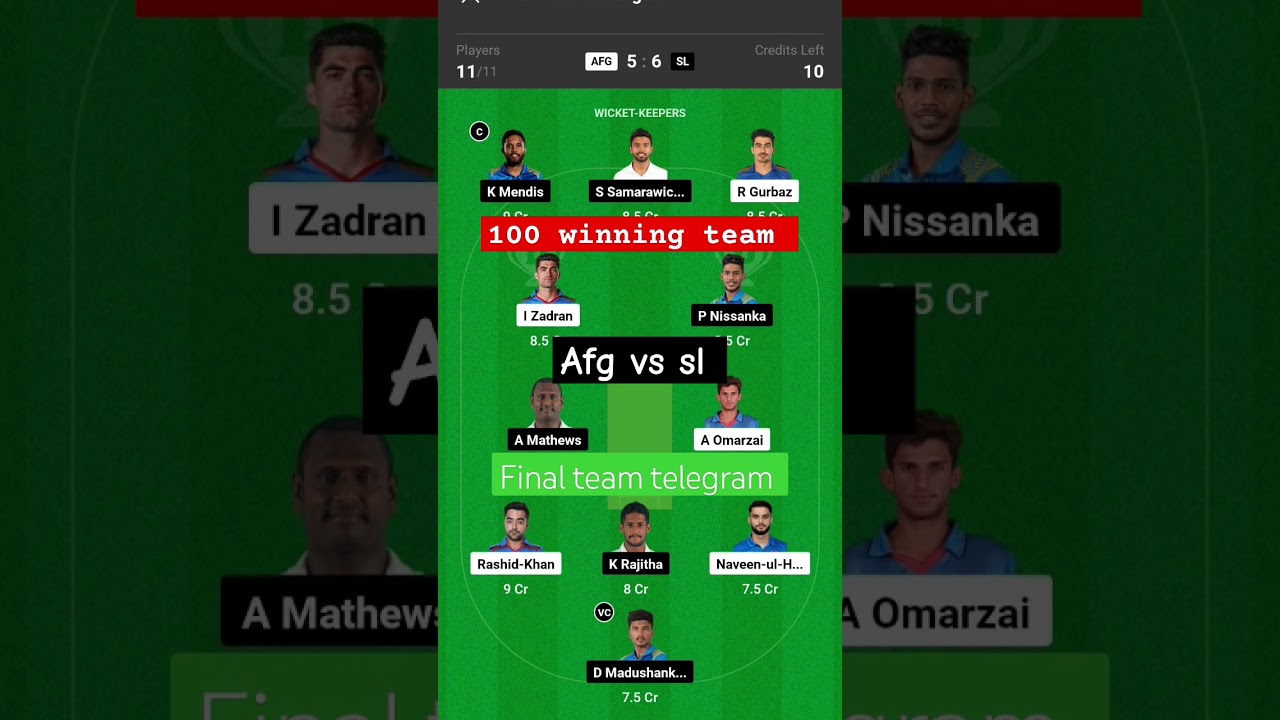 AFG VS SL Dream11 Prediction | Team Afghanistan versus Sri Lanka prediction today World Cup 2023