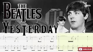 Video thumbnail of "The Beatles - Yesterday (🔴Bass + Drum) By Paul McCartney & Ringo Starr #beatles_bass_tabs #basstabs"