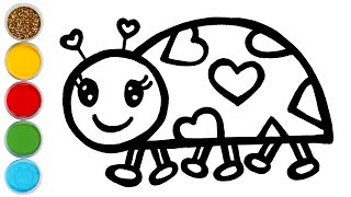 heart ladybug drawing painting and coloring for kids toddlers lets draw paint together