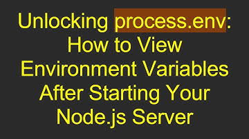 Unlocking process.env: How to View Environment Variables After Starting Your Node.js Server