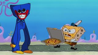 Huggy Wuggy trying to get a pizza from Spongebob // Pizza of Spongebob