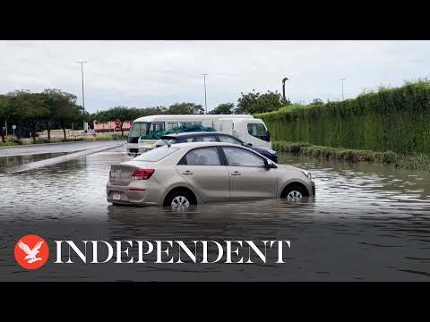 Dubai floods leave drivers stuck on submerged roads after heavy rain