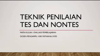 Teknik Penilaian Tes Dan Nontes Dalam Evaluasi Pembelajaran