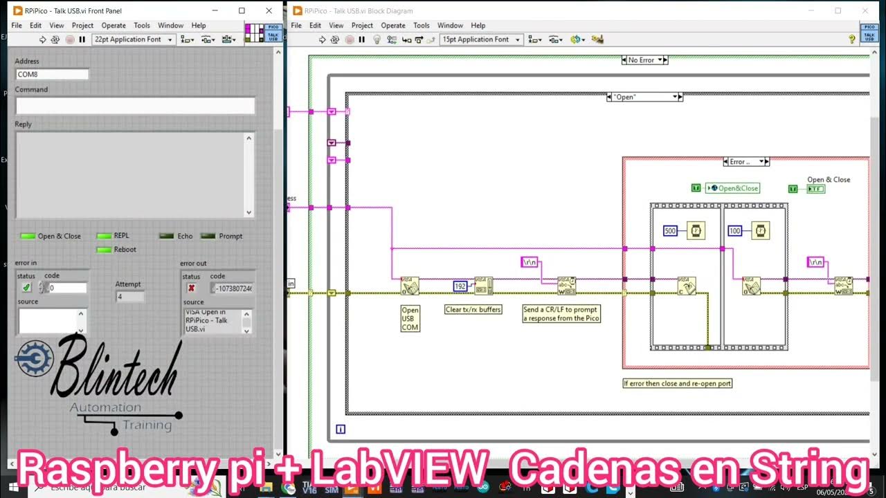 Comunicación Raspberry pi pico y LabVIEW Cadenas en String - YouTube