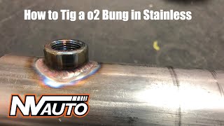 How to tig weld a o2 bung to stainless exhaust system