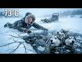 Frozen River Crossing: Ice Breaking Under Sled Dogs | 74-Year-Old Musher | The Fast Savior at -73°C