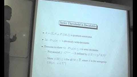 Ben Worrell: "Decision problems for probabilistic and quantum automata"