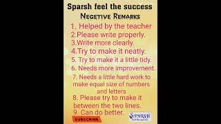 Negetive Remarks for weak child's note book and report card.