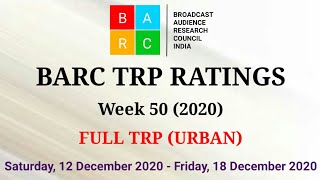 BARC TRP Ratings Week 50 (2020) : Full TRP Report (Urban)