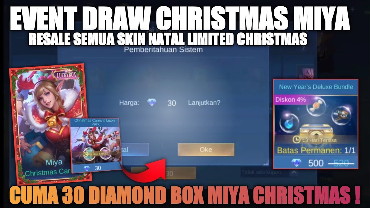 NATAL MIYA!! Cara Dapat Skin Lucky Box Miya Murah 30 Diamond | Event Christmas Carnival MLBB