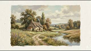 4K TV Art Wallpaper: Rustic Contryside Cottage in Oil Paint & Relaxing Piano