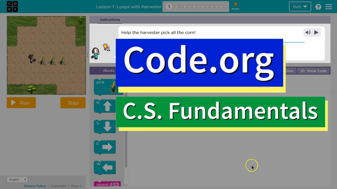 Loops with Harvester Lesson 7.1 Course B Code.org Tutorial with Answers ...