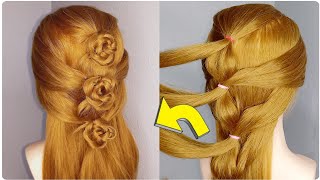 Open hairstyle with flowers in an easy and quick way.A hairstyle that suits all times,it's wonderful
