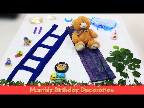 Monthly birthday decoration Ideas at home | Easy theme decoration for kids | Infant photoshoot ideas