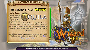 Wizard101 Test Realm is online: Aquila, updates and the first quest!