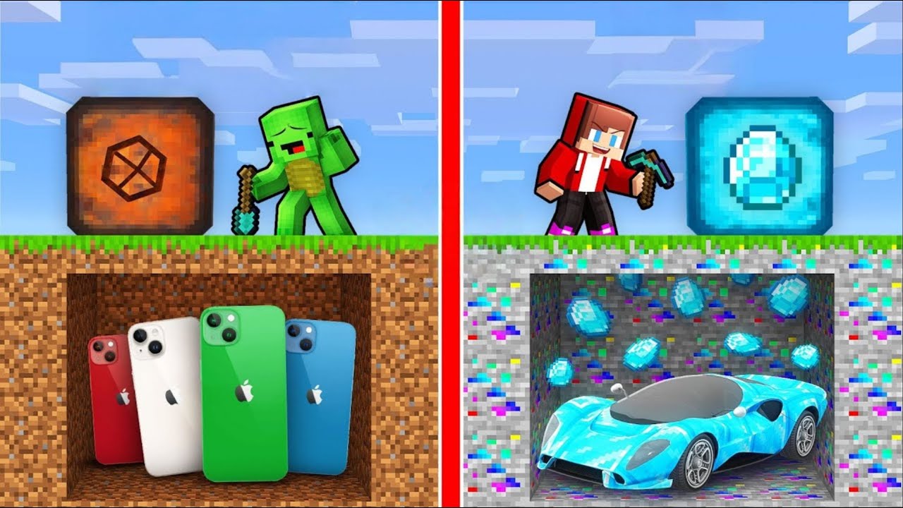 我的世界：杰杰和麦琪谁能挖掘出我的世界最豪华的地堡？