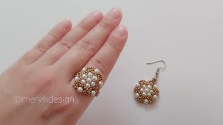 Zarif İnci Küpe Yüzük Yapımı Making Elegant Pearl Earrings Ring