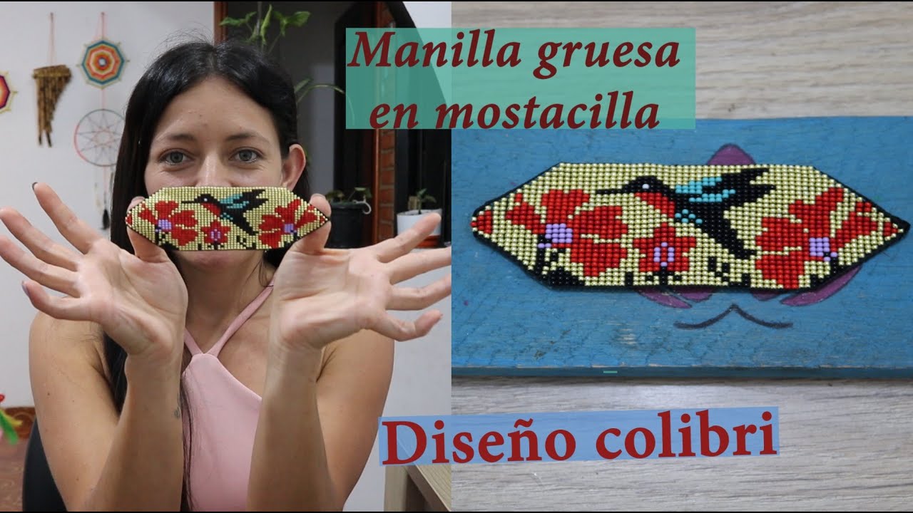 Manilla gruesa en mostacilla (diseño colibrí) Aniara Sanarte
