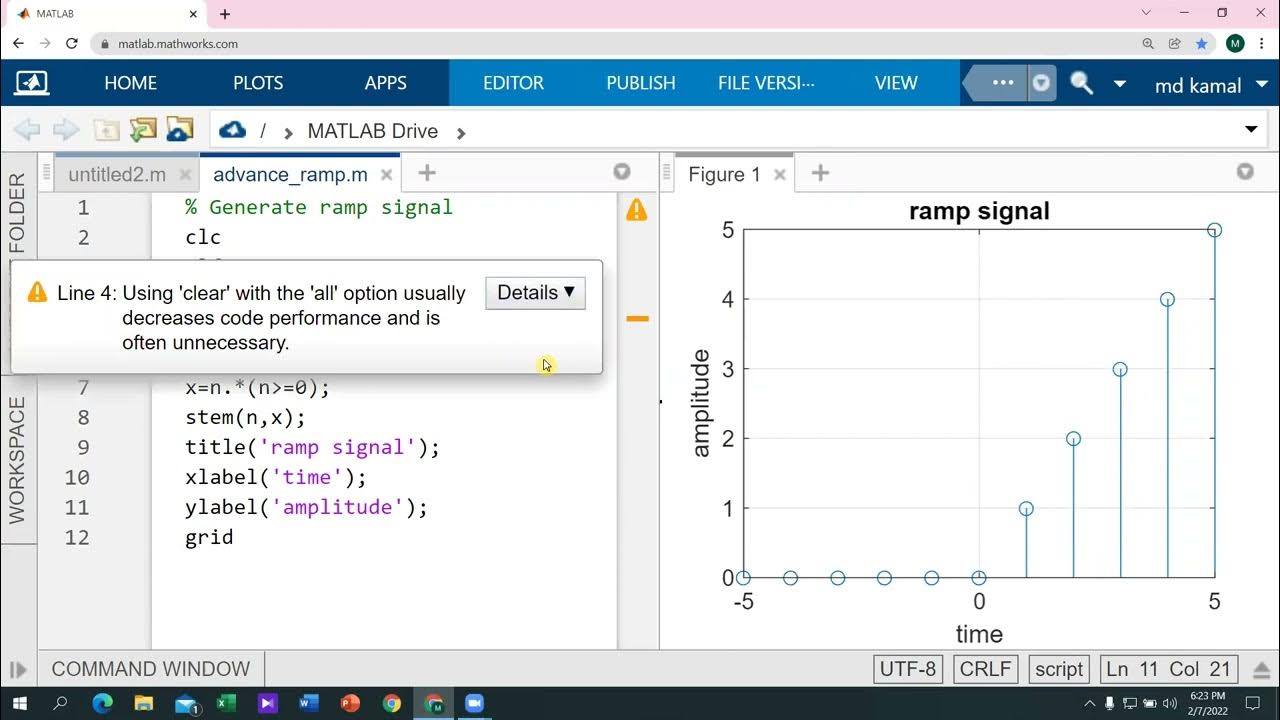 MATLAB code for Ramp Signal or Step Signal or Shifting Step Signal ...