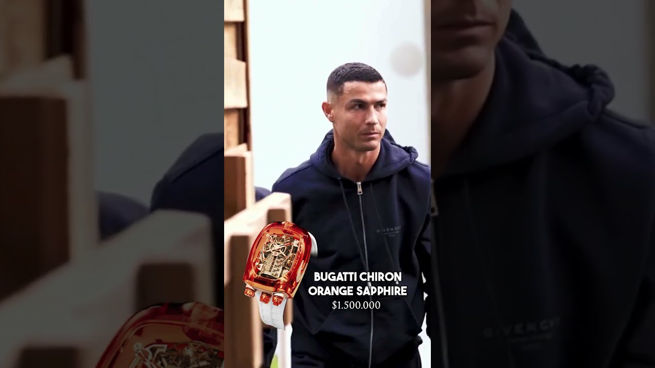  Cristiano Wears The Jacob Co Bugatti Chiron Tourbillon Orange Sapphire Crystal Shorts