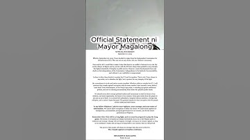 Official Statement ni Mayor Magalong. Be Vigilant.