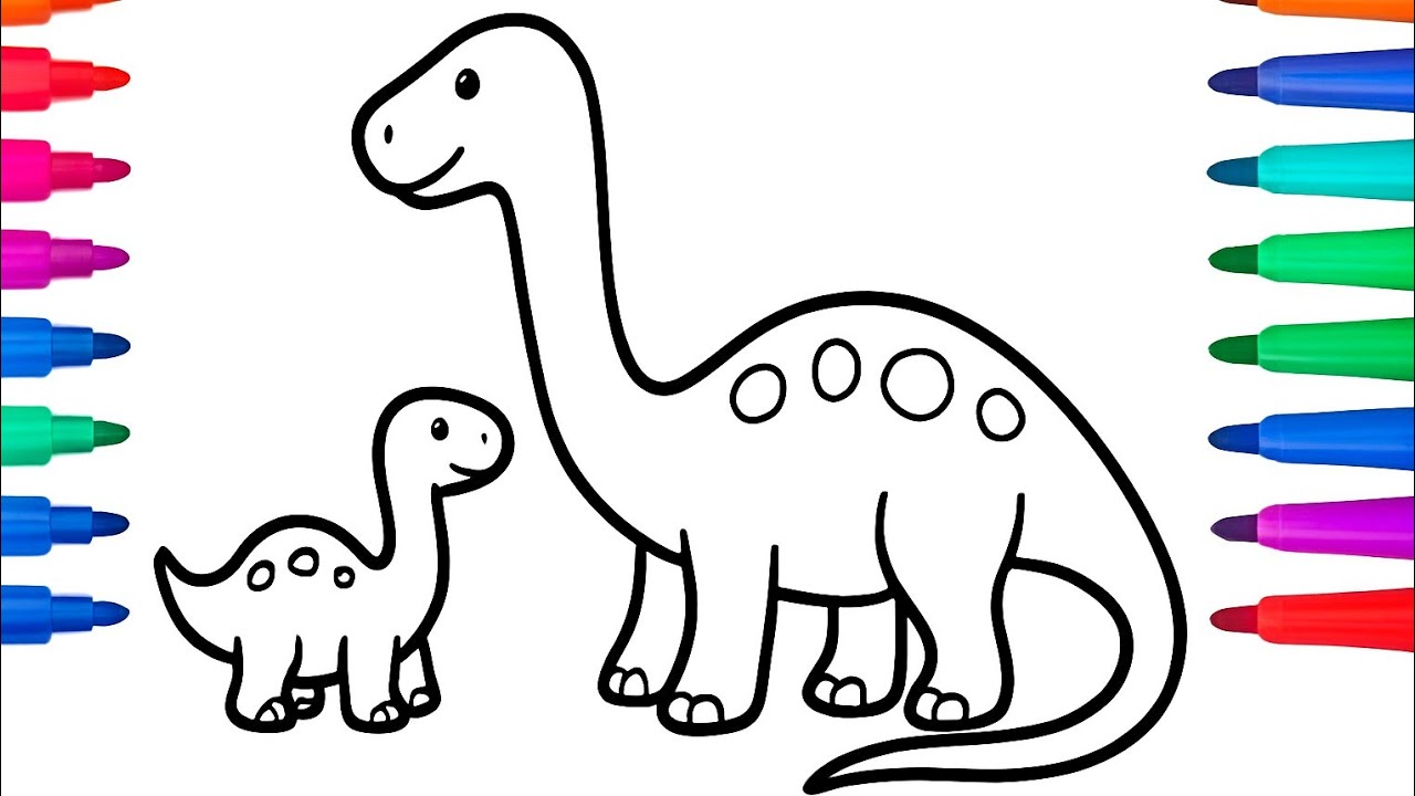Dinosaur Drawing | Easy Dinosaur Step by Step | Simple Dino & Coloring ...