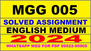 mgg 5 solved assignment 2024 | mgg 5 solved assignment in english 2023-24 | mgg 5 2024