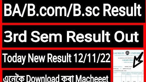 BA/B.com/B.sc 3rd Sem Result Guwahati University new Results