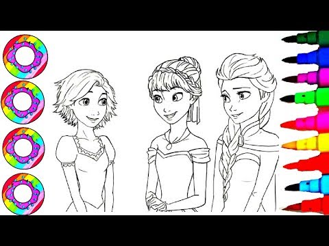 SUPER COLORING L Disneys Princess Tangled Rapunzel Frozen Anna And Elsa Coloring Pages For Kids