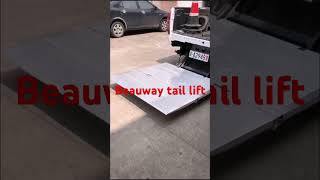 Folding tail lift for pickup trucks can be used instead of tailgate