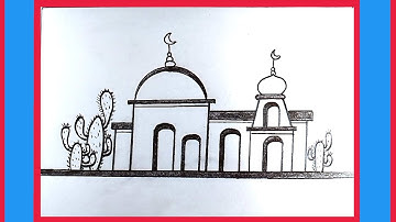 How to draw Mosque || Very Easy Drawing Tutorial