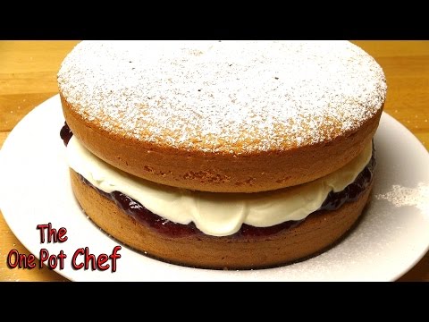 Classic Sponge Cake With Jam And Cream | One Pot Chef