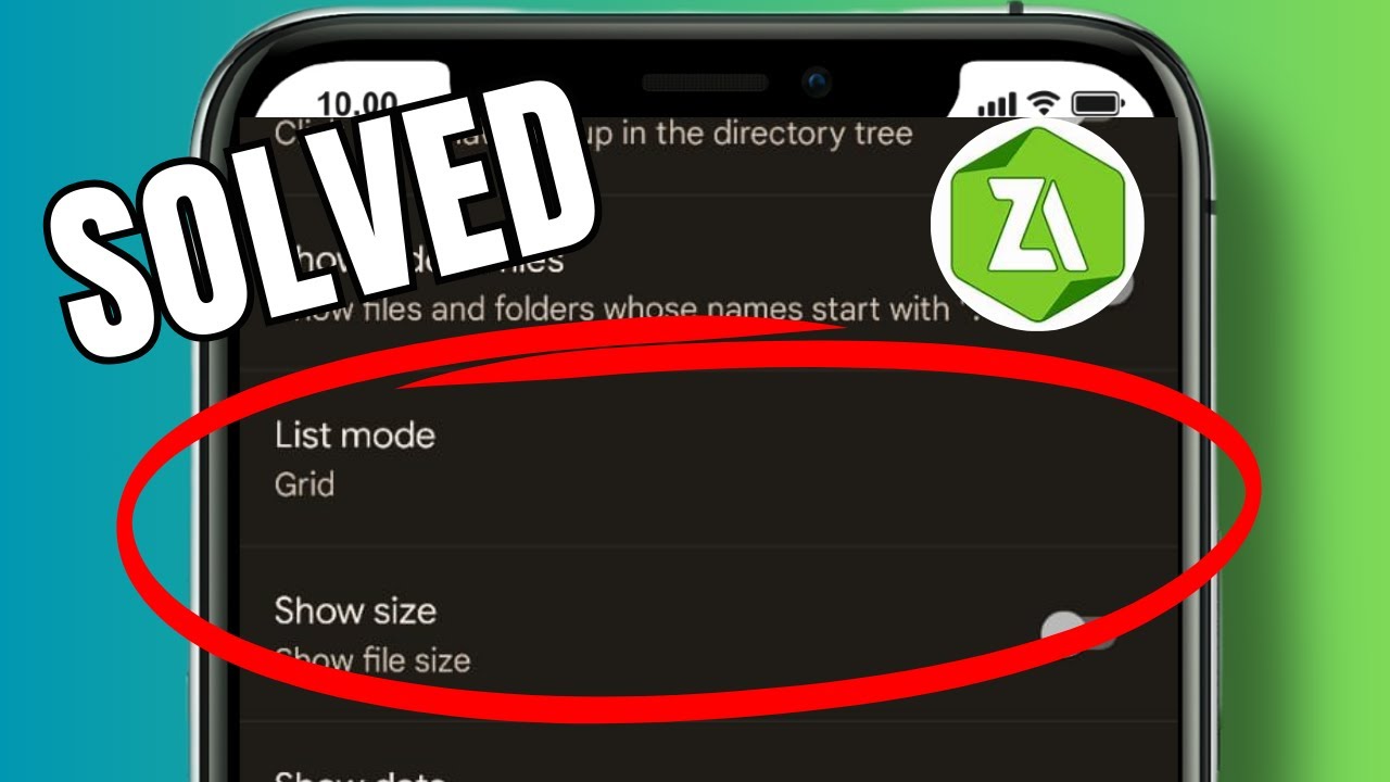 How to set the list mode in ZArchiver