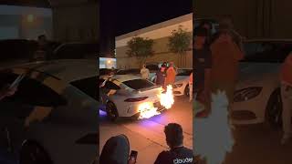 AMG GT63s SHOOTS HUGE FLAMES AT CAR MEET