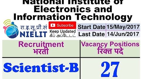 NIELIT Scientist B recruitment | 27 Vacancy Positions