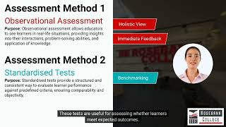 Justify how a Selected Assessment Method addresses the Purpose of an Assessment (LU3/LO11)