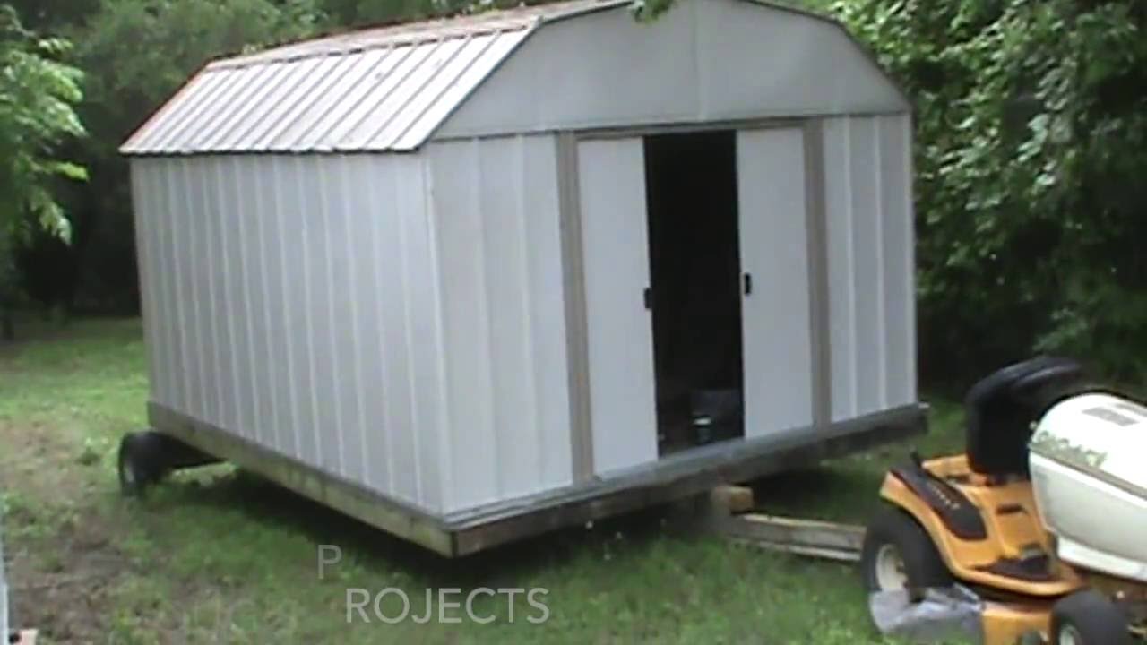 How to move a Shed, with a lawn mower. - YouTube